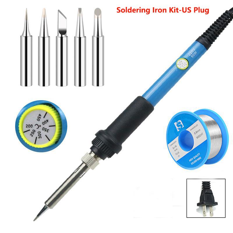 Электрический паяльник с регулируемой температурой, 110 В/220 В, 60 Вт, паяльник, профессиональный сварочный аппарат для олова, термокарандаш, сварочный инструмент для ремонта припоя