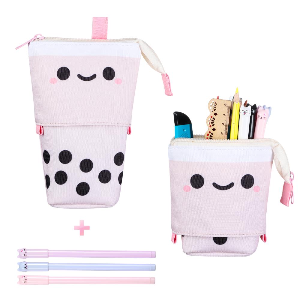 New School Supplies Canvas Stationery Storage Box Makeup Pouch Telescopic Pen Bag Pencil Case