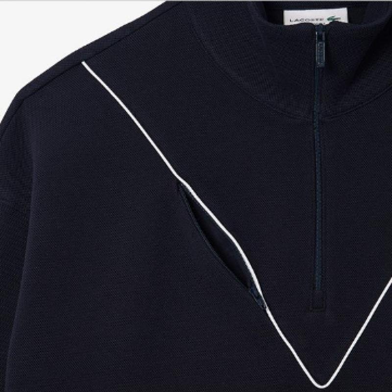 Lacoste Футболка мужская с шевронным окантовкой и высоким воротом, застегивающаяся на молнию до середины бедра, Sh7386, 54 г HDE