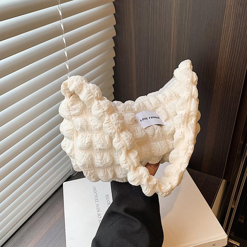 Модная сумка-плиссе через плечо большой вместимости, женская сумка под мышкой, зарубежный стиль, однотонная сумка-пельмень