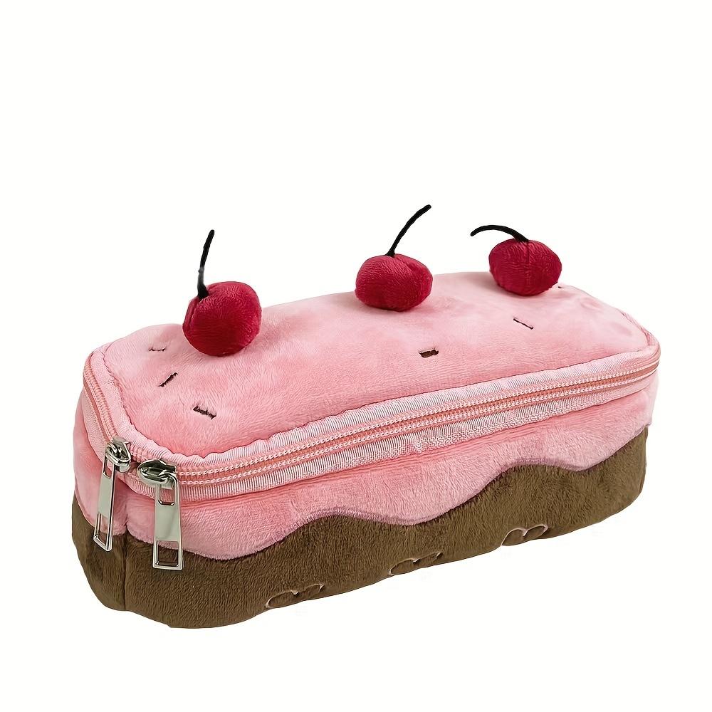 Cute Plush Cherry Cake Pencil Case Estuches Escolares Pencil Pouch Large Capacity Kalemlik Trousse School Supplies Pencil Case
