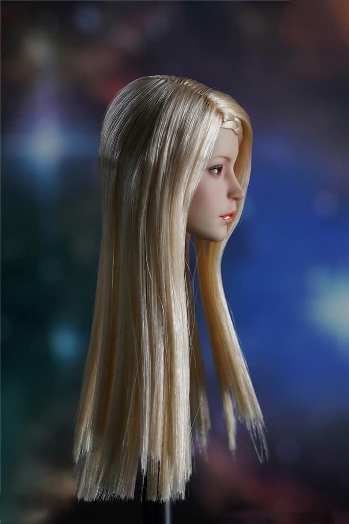 1/6 Scale Head Carving, Beautiful Girl Head Sculpt with Long Hair, Fits 12-Inch Female Action Figures