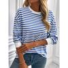Striped T-Shirts Women’s Loose Long Sleeve Pullover Round Neck T-shirt Top
