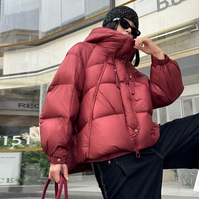 Высококачественная белая пуховая куртка с капюшоном для женщин 2024 года, новая зимняя утолщенная теплая куртка-хлеб Tide