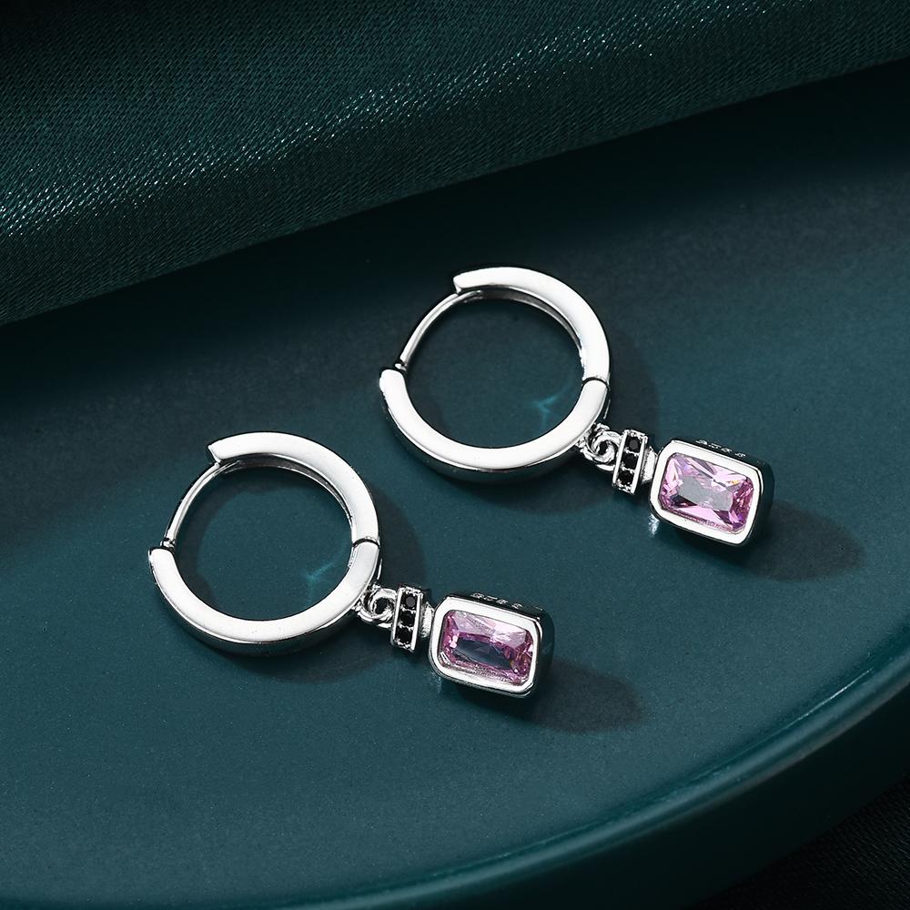 Черно-белый дизайн, черные розовые циркониевые ювелирные серьги-подвески