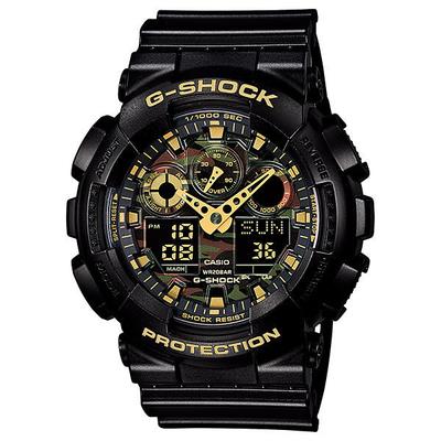 Мужские часы G-SHOCK GA-100CF-1A9JF [серия с камуфляжным циферблатом] круглые черные цифровые аналоговые