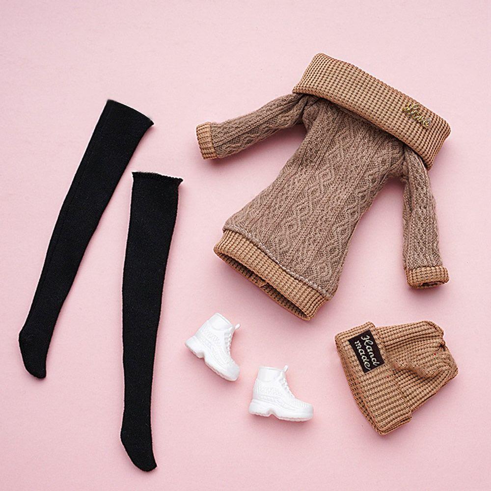 1 Set 30cm DIY Kids Gift Toy Winter Wear Sweaters Dolls Pants Casual Wear Hats Girl Clothes