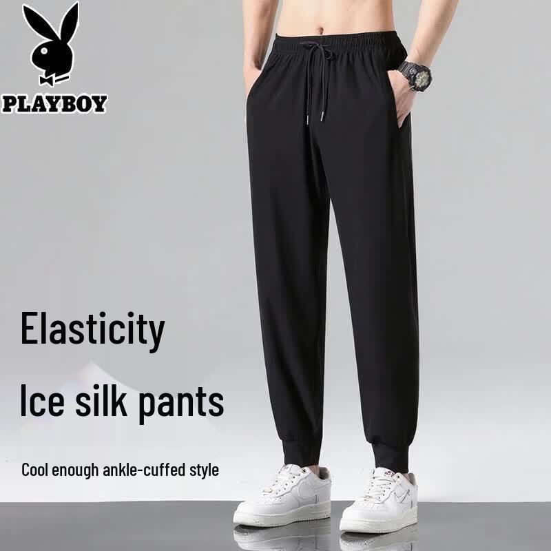 PLAYBOY Мужские летние повседневные спортивные брюки из ледяного шелка