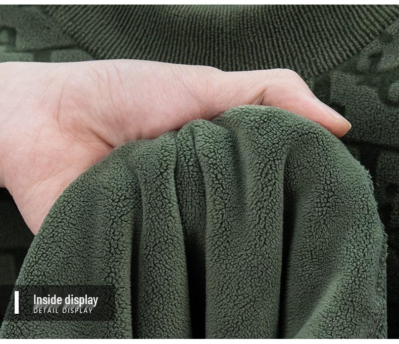 Men's Winter Thick Jacquard Double-Sided Coral Fleece Sweatshirt