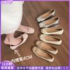 Flat Bottom Shallow Mouth Single Shoes Women's Inner Height Increase Retro Soft Sole Bow Ballet Women's Shoes