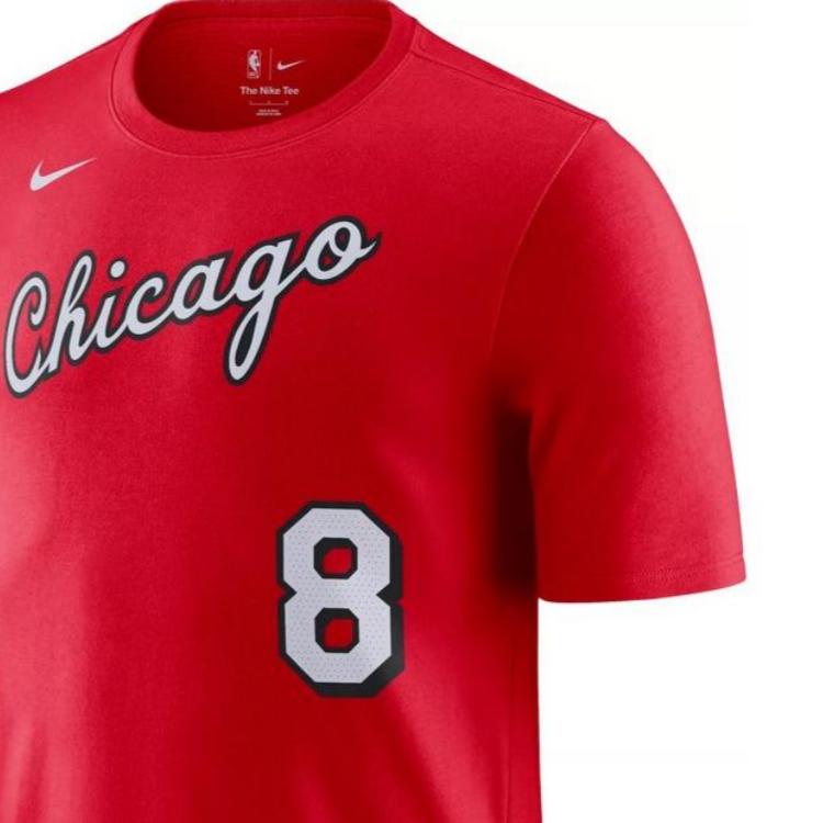 Nike Футболка с круглым вырезом и буквенным принтом, короткий рукав, Chicago Bulls Zach Lavine 8, мужские топы, красные DA7364-658