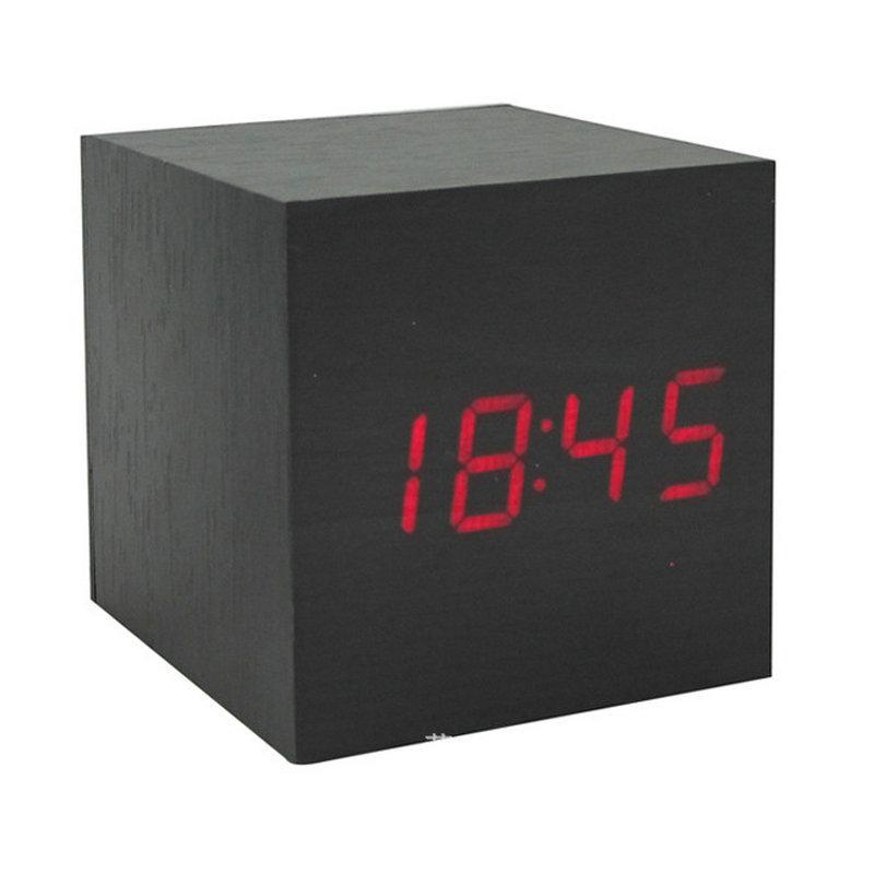 Smart Wooden Digital Alarm Clock with Night Light - Multi-functional Square Wall Clock for Students