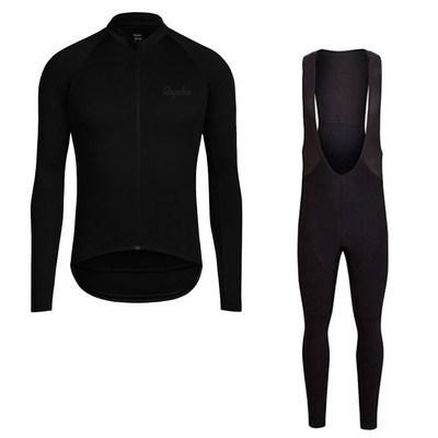 Autumn/Winter Long-Sleeve Cycling Suit Set for Men, Quick-Dry Breathable Mountain Bike Riding Suspender Pants