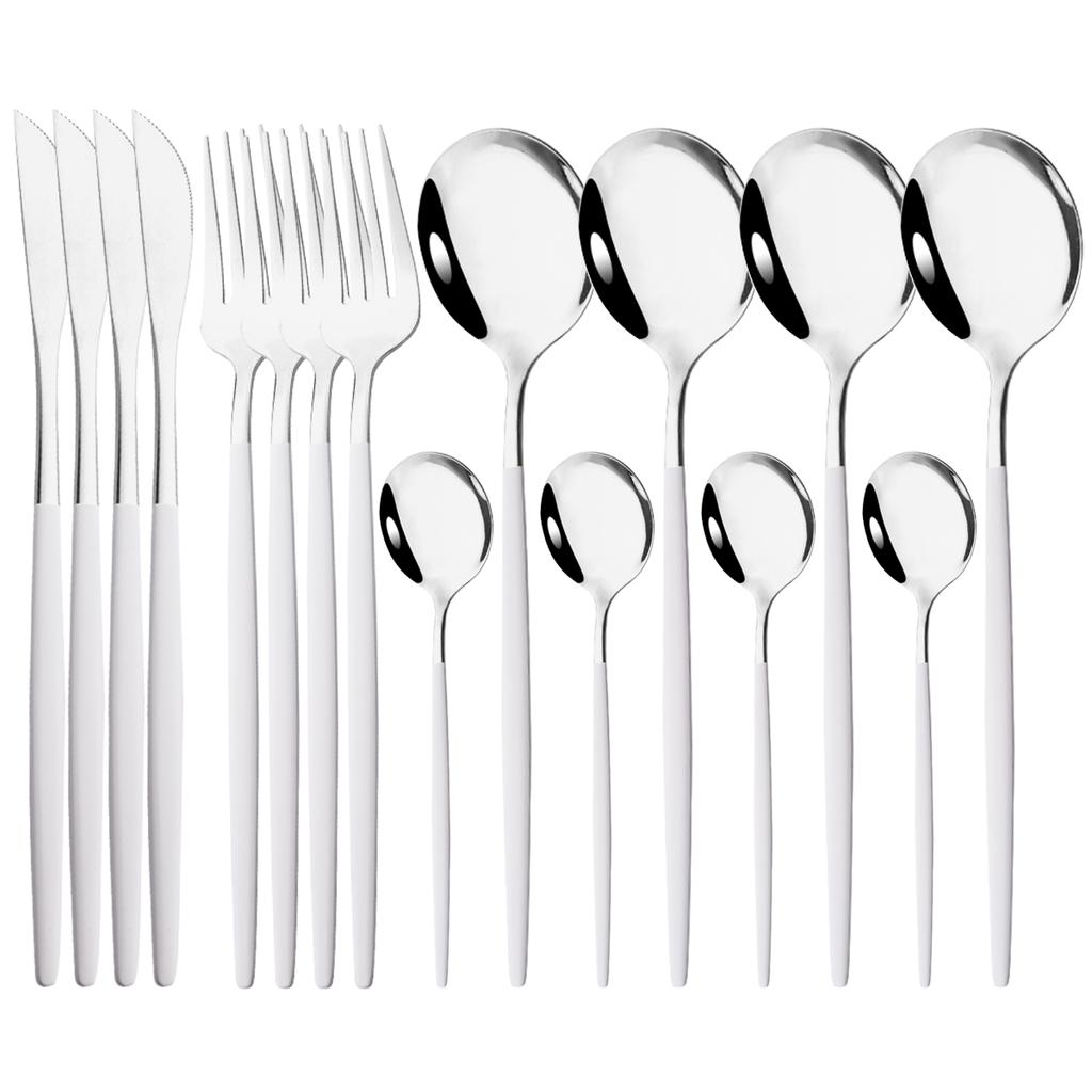 16pcs Pink Gold Dinnerware Tableware Set Mirror Stainless Steel Cutlery Kitchen Knife Fork Spoon Restaurant Wedding Flatware Set