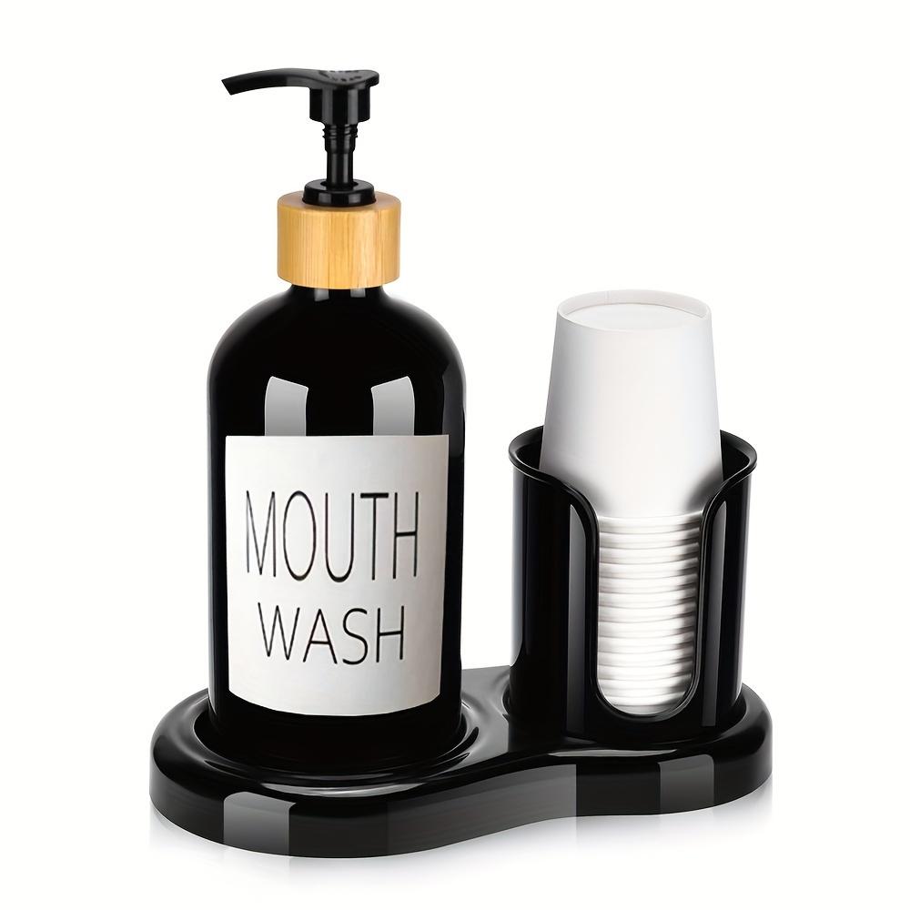 3 шт. дозатор для ополаскивателя для полости рта в ванной с подстаканником, бутылка на 16 унций с насосом, держатель для бумажного стакана, стаканчики для ополаскивателя для полости рта, многоразовые