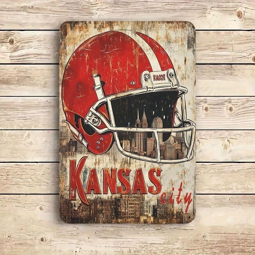 Винтажная металлическая табличка Kansas City Football Bar Декор стены 20x30см Водонепроницаемая
