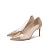 Fashion Women's Pointed Toe Patent Leather Solid Color High Heels Stiletto Transparent Sexy Crystal Shoes Pumps Women's Exquisite Shoes