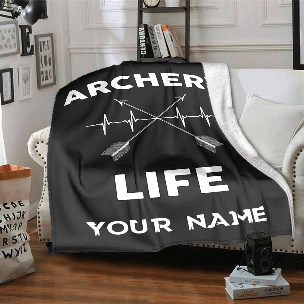 Archery Target With Arrows And Crossbows Blanket With Customizable Name Four Seasons Comfortable Shawl Blanket Suitable For Home Travel Camping Office