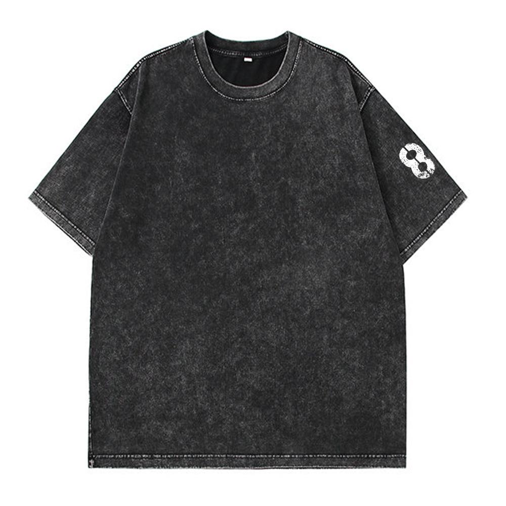 Футболка из хлопка Acid Wash, мужская, с круглым вырезом, с короткими рукавами, потертая, европейская, американская, молодежная, модная, спортивная, повседневная футболка