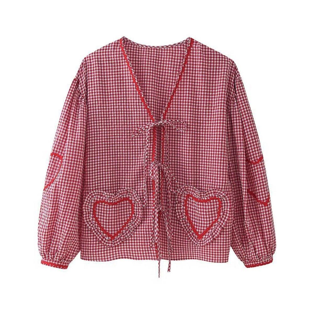 Блузка с оборками в клетку и бантом на шнуровке в полоску, свободная, шикарная, без рукавов, блузка-фонарик, топы весна/лето