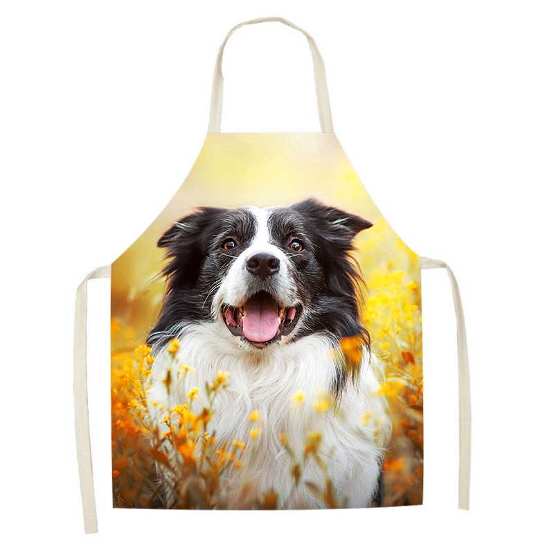 Милый фартук с принтом собаки, кухонный фартук, льняной фартук без рукавов для уборки дома, фартук от пятен, аксессуары для приготовления пищи, выпечки, 47X38 см, 68X55 см