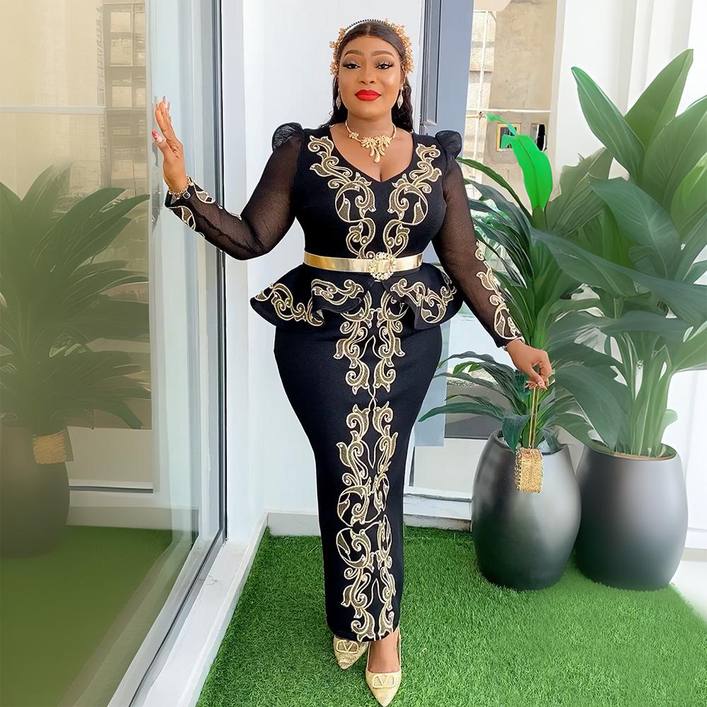 Роскошное вечернее платье с V-образным вырезом и бисером большого размера для женщин