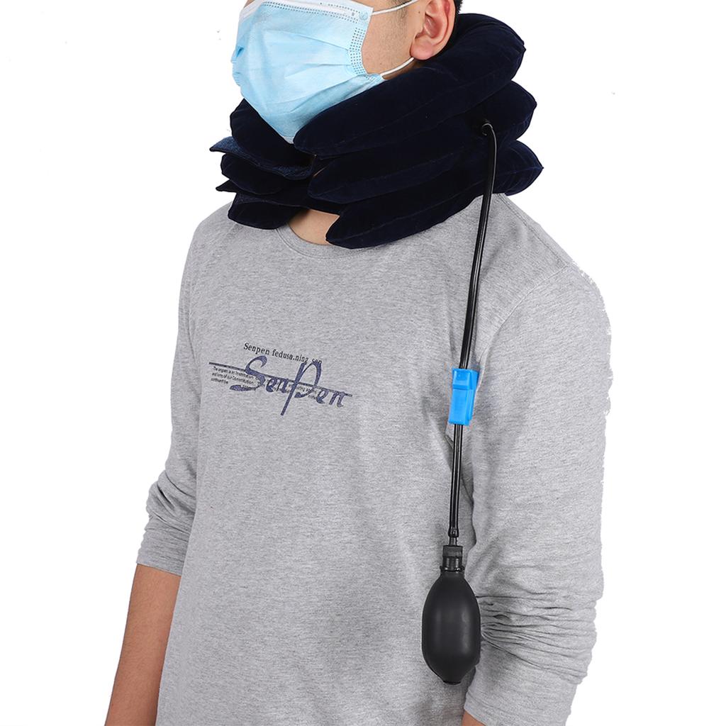 Надувной шейный воротник, дышащие домашние устройства для растяжки шеи, поддержка тяги, BraceBlue, средний размер