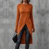 Women's All-Match Commuter T-Shirt - Autumn/Winter Hip-Covering, Round Neck