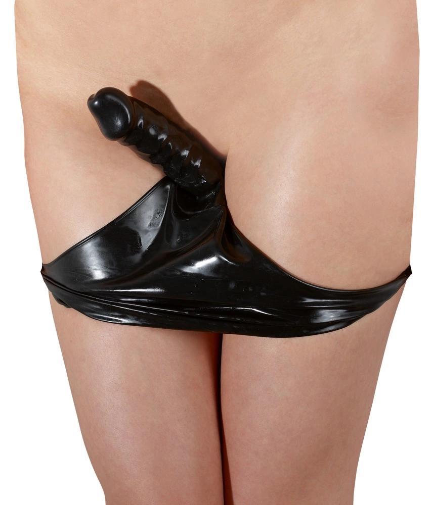 LATE X - Latex Panties with Dildo in Crotch Black XL