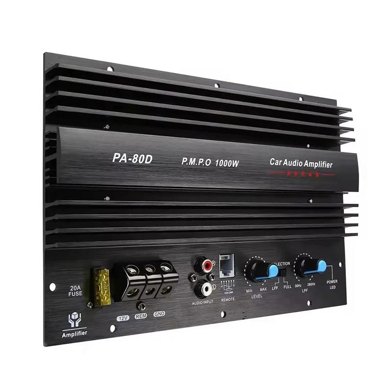 PA-80D Universal Car Amplifier Board 12V 1000W Mono Car Audio Power Amplifier Powerful Bass Subwoofers Amplifier For Car Modi
