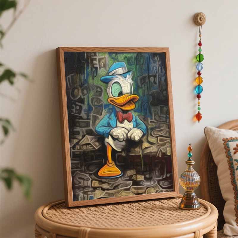 Disney oil painting Donald Duck graffiti art handmade diy painting home decoration gift
