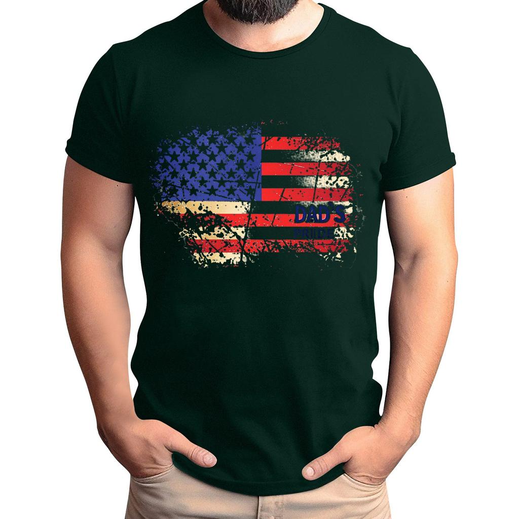 Мужская футболка с принтом флага ко Дню отца, мужской свободный повседневный топ с коротким рукавом