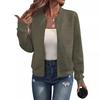 Women's Autumn and Winter Solid Color Texture Zipper Casual Pilot Jackets