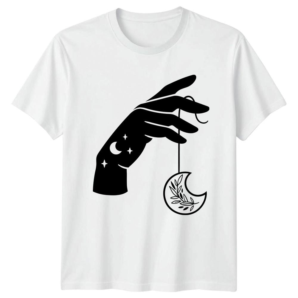 Celestial Hand Holding Moon Stars TShirt Celestial Art Spirituality Birthday