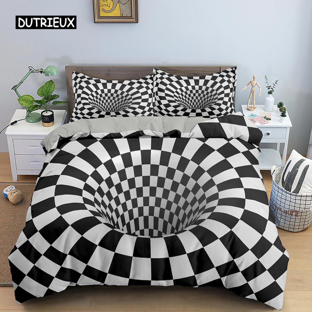 3D абстрактный пододеяльник King Queen Size комплект постельного белья с разноцветными волнами психоделический геометрический мягкий чехол с наволочкой
