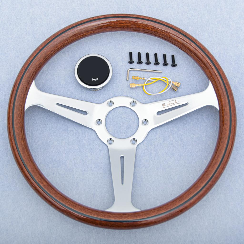 JDM 14inch 358mm Copy Wood Steering Wheel Black Silver Spoke JDM Universal Classic Sports Steering Wheel