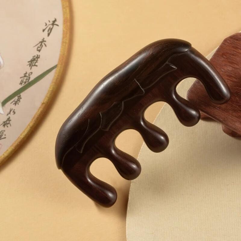 Tan Mujiang Ebony Meridian Massage Palm Comb