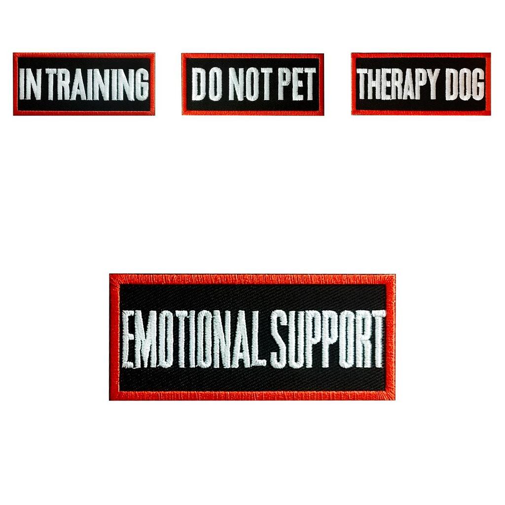 Патч на ремешок для переноски питомца Не гладить Служба дрессировки собак-терапевтов Черно-белый Английский 9*4см