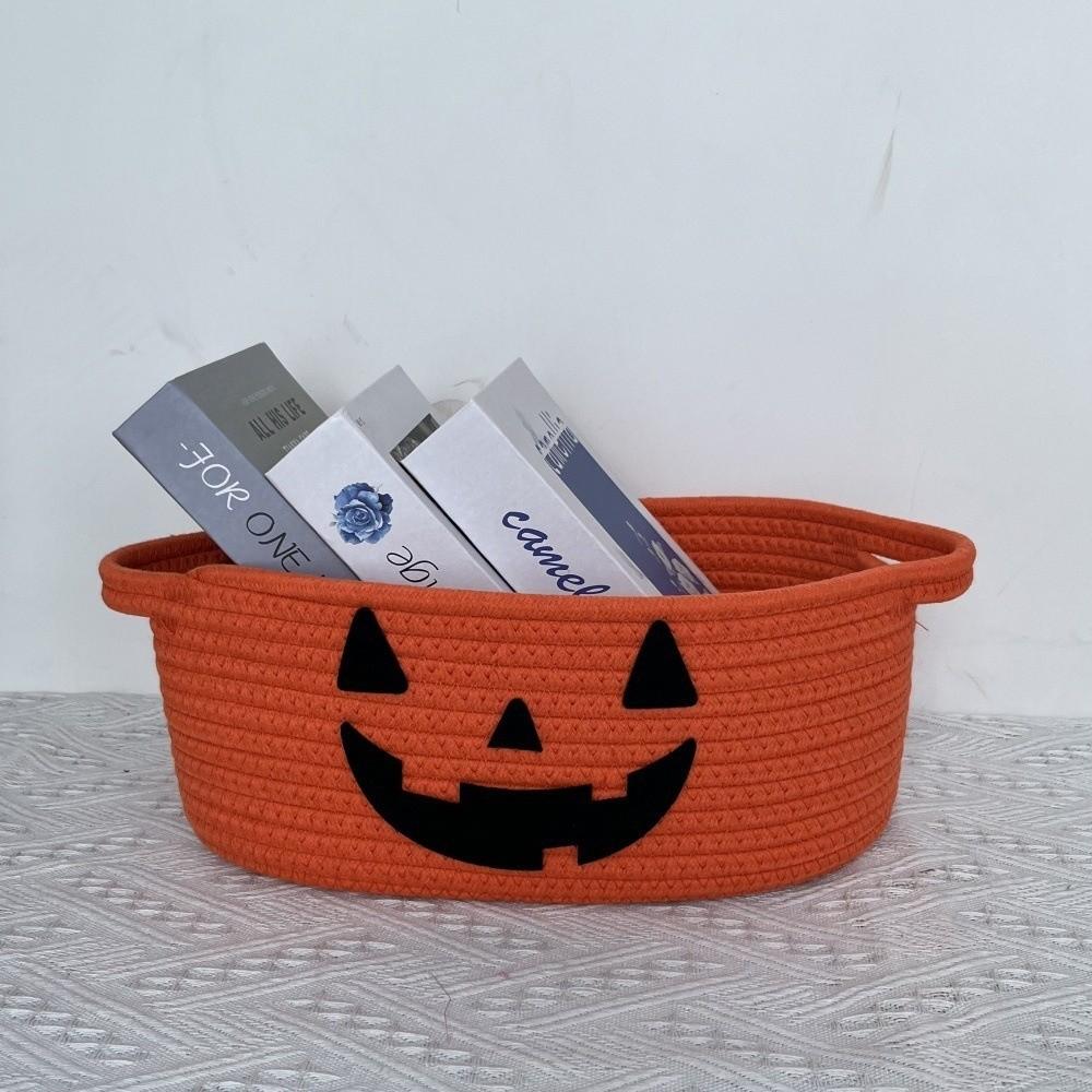 with Double Ear Handles Halloween Crochet Storage Basket Bedroom