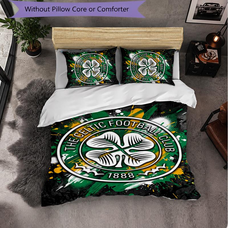 Celtic FC Themed Bedding 3Pcs Duvet Cover Set Decorative Bed Linen For Teen Room Home Decoration