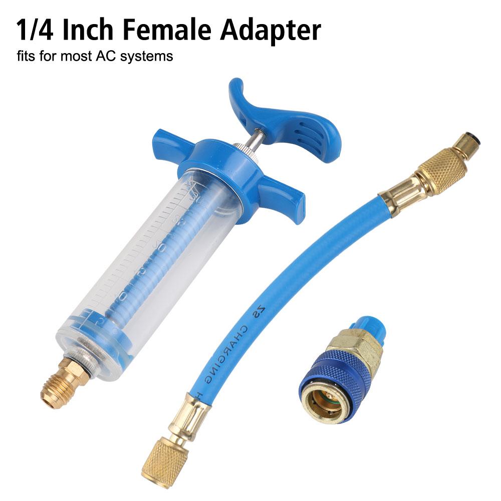 Заправочный шланг 1/4" SAE адаптер комплект для зарядки охлаждающей жидкости кондиционера инжектор хладагента автомобильный кондиционер быстроразъемное соединение 30 мл 1 унция