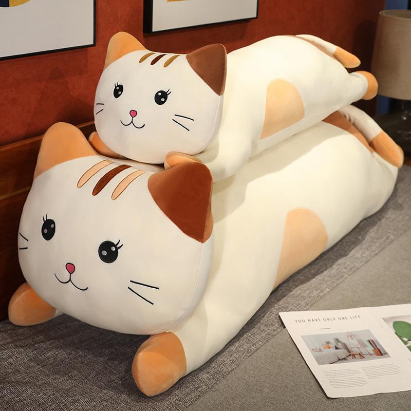 Cartoon Long Strip Clip Legs Lying Cat Doll Stuffed Pillow Girls Sleep Plush Lazy Toy Appease Cuddle Sleep Dolls Kid's Present