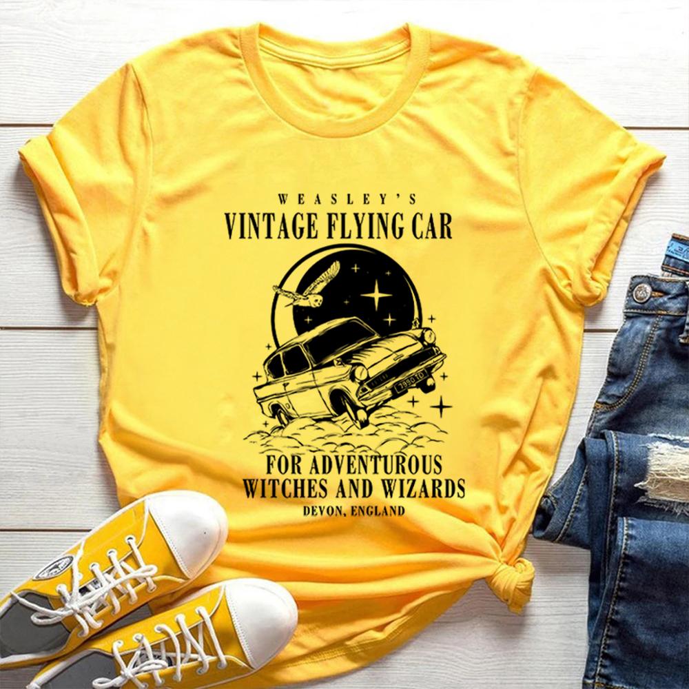 Vintage Fiying Car T Shirts Universal Shirt Unisex Harajuku Vintage Aesthetic ShortSleeve TShirts Oversized Streetwear Couples