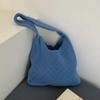 Sweet Knitted Tote Bag Breathable Large Capacity Crochet Shoulder Bag Solid Color Polyester Seaside Vacation Handbag Spring