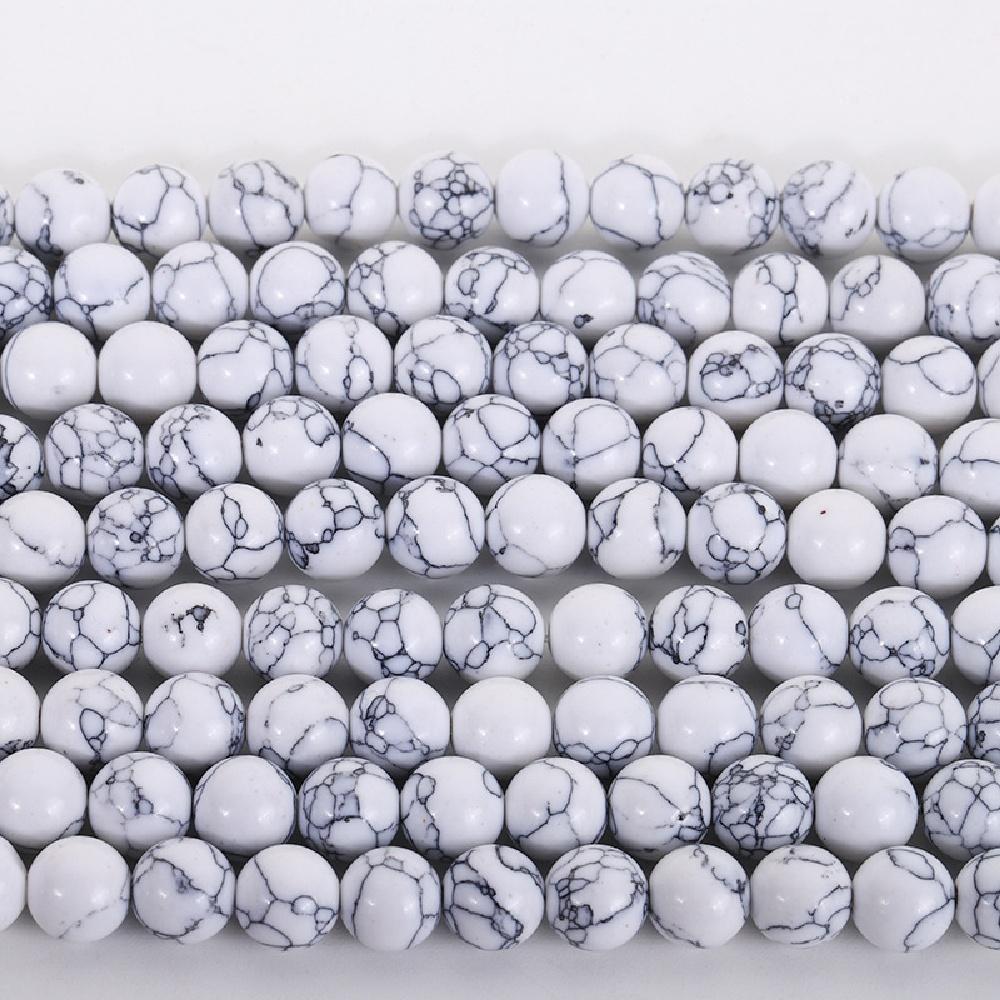 Белый Бирюзовый Камень Натуральные Круглые Бусины 15" Нить Гладкие Свободные Разделительные Бусины 4/6/8/10/12мм для Изготовления Ювелирных Изделий DIY Браслеты Аксессуары