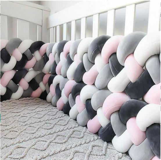 Датская вязаная подушка-узел, заплетенная из четырех прядей – Защитный бортик для кровати от ударов для детской комнаты