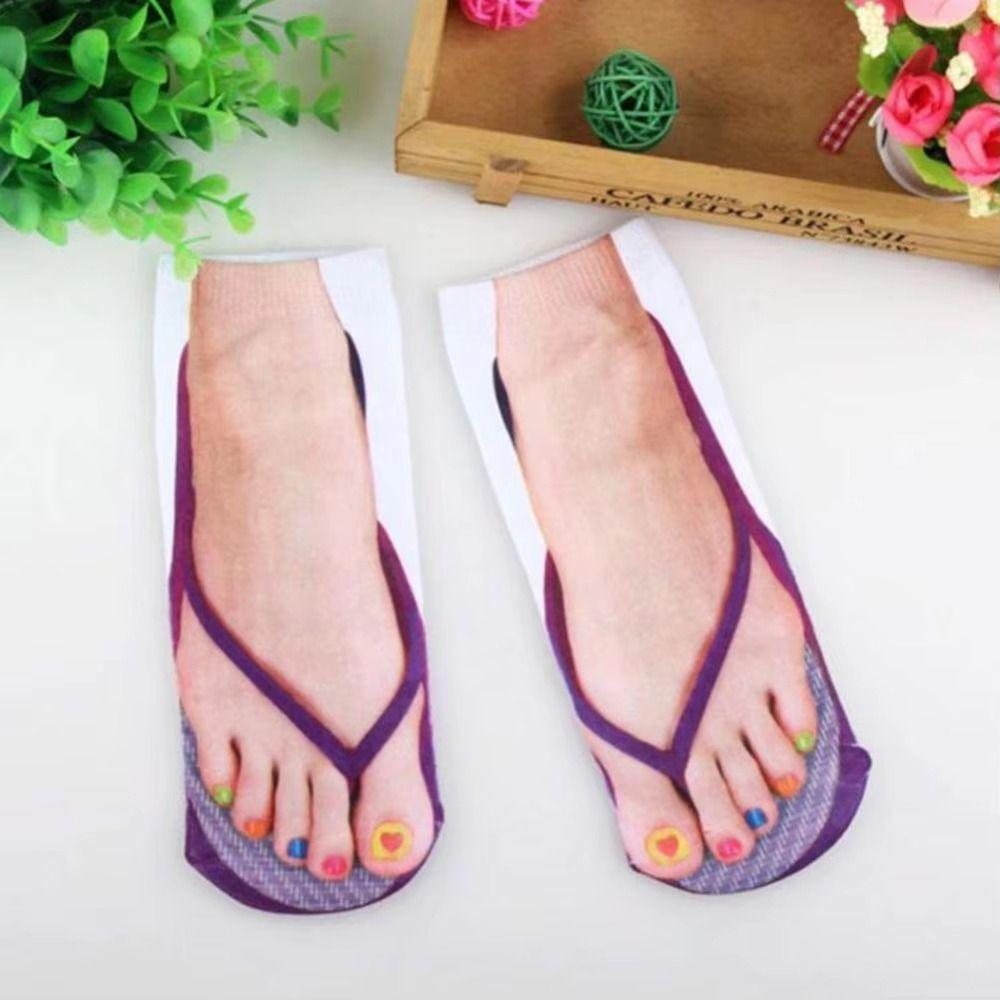 Low Ankle Flip Flop Socks Creative Funny Short Socks Casual 3D Printed Socks Casual