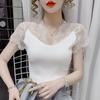 Summer Short Sleeved T-shirt with Lace Base Summer Women's Design Sense Small Shirt Top