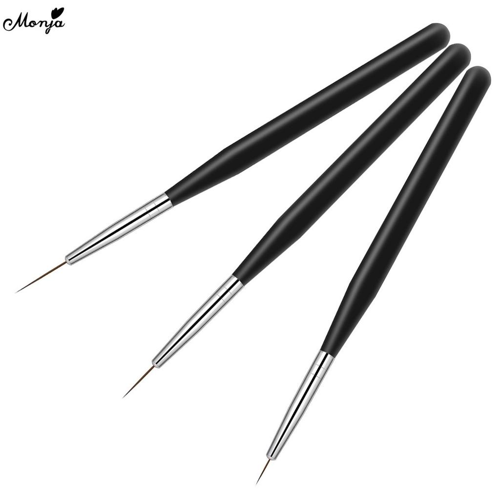 monja 3 шт./компл. кисти для ногтей, французские полоски, линии, лайнер, узор, салон, сделай сам, кисточка для рисования, ручка, инструмент для дизайна маникюра