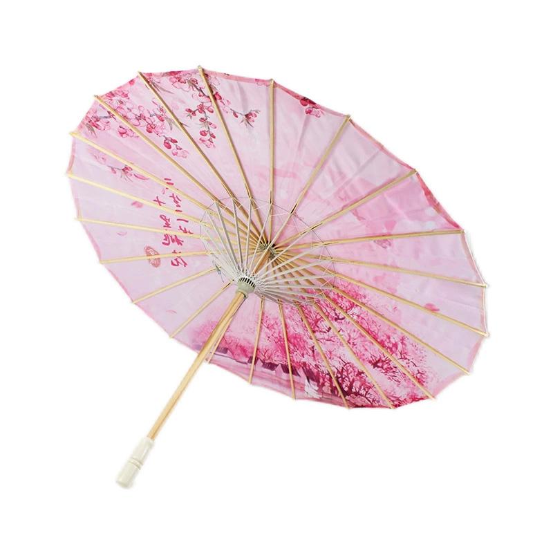 1PC Printed Photograph Props Long-handle Vintage Silk Umbrella for Hanfu Accessories Umbrella Parasol Colorful Oiled Paper